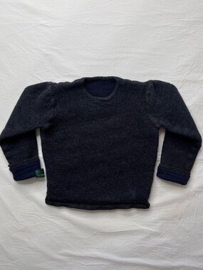 Crocodile - Gray & Navy Crewneck Wool Sweater